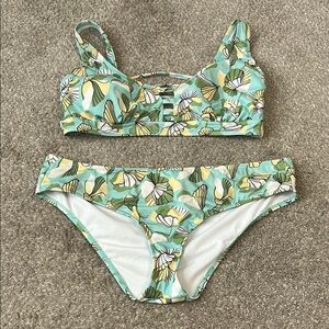 Hurley Tropical Leaf Print Bikini Set